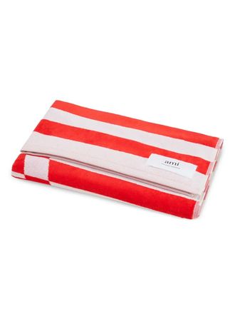 Ami Ami de Coeur striped beach towel - unisex - Cotton - OS - White