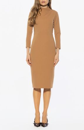 Alexia Admor Mika Long Sleeve Midi Dress in Beige at Nordstrom Rack, Size X-Small