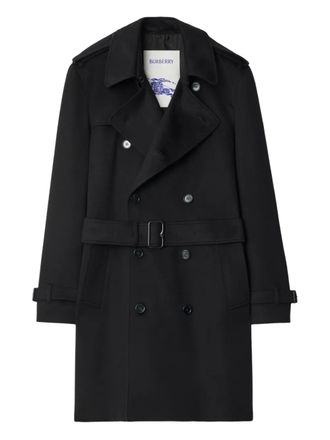 Burberry belted double-breasted cashmere trench coat - men - Cashmere/Cotton/Wool/Cupro/Cotton - 48 - Black