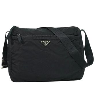 Prada Pre-owned Cross Body Bags, unisex, Black, Size: ONE SIZE Pre-owned Front zip messenger bag