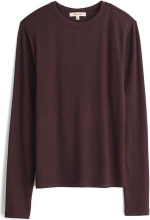 Madewell Drapey Long Sleeve Rib T-Shirt in Dark Carob at Nordstrom Rack, Size Xx-Small