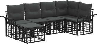 vidaXL Conjunto De Sof&aacute;s De Exterior 6 Uds. Negro Y Gris Oscuro Vidaxl
