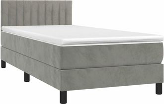 vidaXL Cama Box Spring Colch&oacute;n Y Led Terciopelo Gris Claro 90x200 Cm Vidaxl
