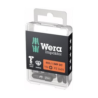 Wera Bit Impaktor 1/4 Din 3126 C6.3 Pz3x25mm 10er Paquete Paquete