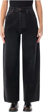 Fortela Jaron Wide Leg Pant - Dames - Loose Fit Jeans - Zwart - W27 - Katoen - Jeans