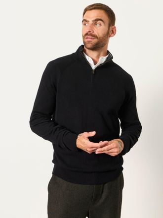 Fat Face FatFace Rye Black Half Neck Knitted Jumper