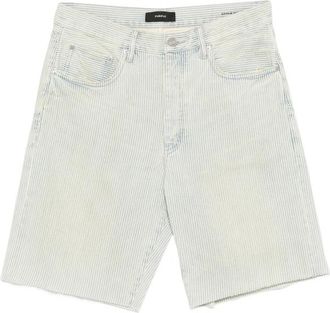 Purple Striped Raw-cut Shorts