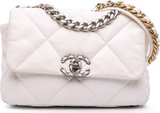 Chanel Pre-owned Womens 19 Flap Bag Quilted - White Leather - One Size