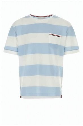 Thom Browne Light Blue Striped Short-Sleeved T-Shirt