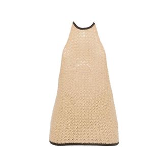 Sir. Sleeveless Tops, female, Beige, XS, Halterneck Crochet Top