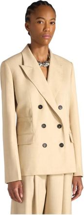Liviana Conti Double-breasted Wool Gabardine Blazer - Dames - Blazers - Beige - M - Wol - Jassen