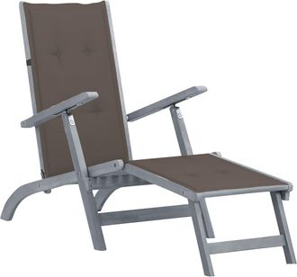 vidaXL Tumbona De Jard&iacute;n Con Reposapi&eacute;s Y Coj&iacute;n Madera Maciza Acacia Vidaxl