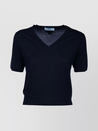 Prada knitwear v-neckline short sleeves ribbed hem