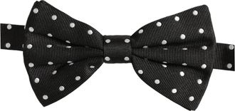 Dolce & Gabbana Polka Dot Silk Bow Tie - Black