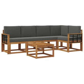 vidaXL Conjunto De Sof&aacute;s De Exterior 6 Pcs Natural Y Antracita Vidaxl