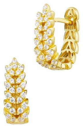 Savvy Cie Jewels 18K Gold Plated Cubic Zirconia Chevron Huggie Hoop Earrings in Yellow at Nordstrom Rack