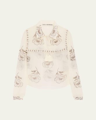 Alix of Bohemia Pascal Obsidian Poppy Sheer Blouse