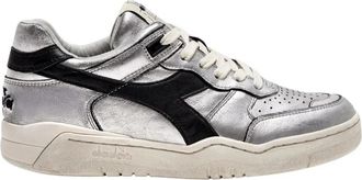 Diadora Metallic Sneaker Retro-Tennis Stijl - Dames - Sneakers - Grijs - 37 EU - Katoen - Schoenen
