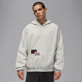 Nike Jordan Mens Jordan Brooklyn Oversized Pullover Hoodie in Grey | IM7943-050