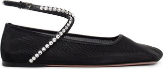 Amina Muaddi Mesh Crystal Ballerina Flats
