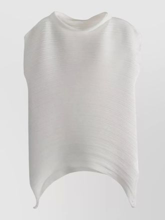 Pleats Please Issey Miyake sleeveless top high low hem texture