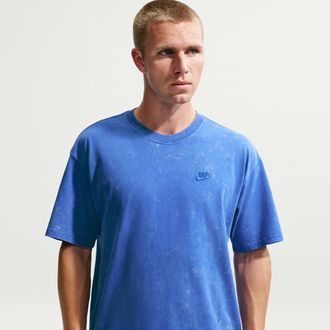 Nike Mens Nike Sportswear Vintage-Washed T-Shirt in Blue | IR4529-480