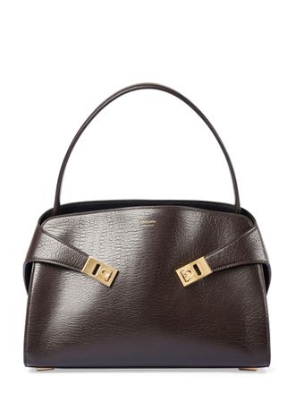 Ferragamo Structured Handbag with Gold-Tone Clasp Details