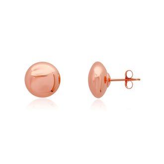 MAX + STONE Solid 14k Rose Gold Half Button Earrings with Gold Butterfly Back 4MM-8MM