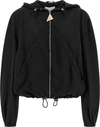 The Attico Overdyed Nylon Hooded Bomber Jacket - Dames - Zomerjassen - Zwart - S - Nylon - Jassen
