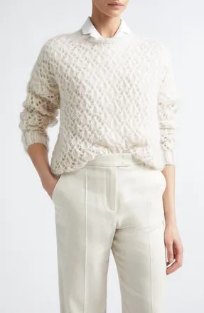 Eleventy Open Stitch Mohair & Silk Sweater in 00 Ivory at Nordstrom, Size X-Small
