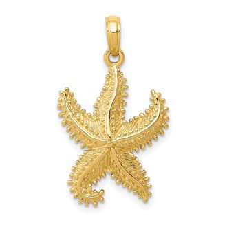 Diamond2Deal 10k Yellow Gold Polished Open-Backed Starfish Pendant