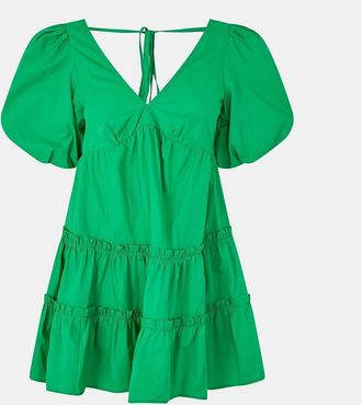 Nobody's Child Womens Lennie V-Neck Mini Tiered Dress - Green - Size: 12
