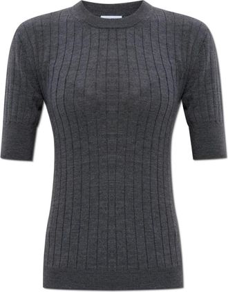 Bottega Veneta Wollen top - Dames - Ronde hals truien - Grijs - S - Wol - Truien & Vesten