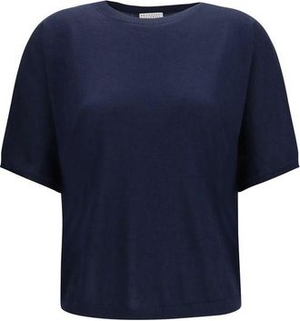 Brunello Cucinelli Blue Cashmere Sleeveles Womens Sweater
