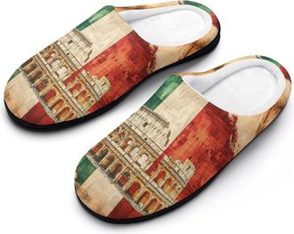 Generic Italian Italy Flag Funny Mens Cotton Slippers Soft Non-Slip Rubber Sole House Slipper Indoor Outdoor
