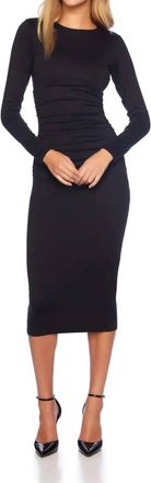 Susana Monaco Crew Gathered Midi Dress In Midnight