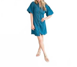 Tr&egrave;s Bien Charlotte Mini Dress In Dark Denim