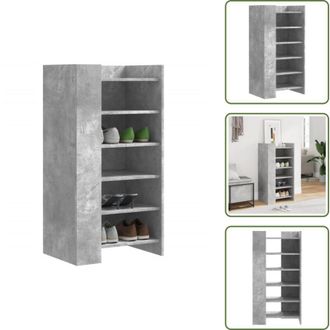 vidaXL Scarpiera con ripiani - vidaXL Scarpiera Grigio Cemento 52x37,5x100 cm in Legno Multistrato - Scarpiera da parete
