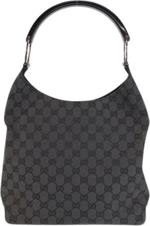 Gucci Pre-owned GG Canvas Suede Hobo Shoulder Bag - Dames - Vintage Schoudertas - Zwart - ONE Size - Su&egrave;de - Vintage