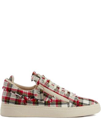 Giuseppe Zanotti tartan zip sneakers - White