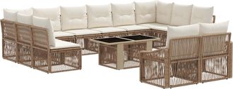 vidaXL Conjunto De Sof&aacute;s De Jard&iacute;n 13 Uds. Beige Y Blanco Crema Vidaxl