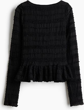 H&M Gesmoktes Shirt - Schwarz