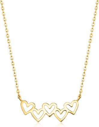 RS Pure by Ross-Simons Italian 10kt Yellow Gold Hearts Necklace