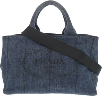 Prada Blue Denim Handbag Shoulder Bag Tote Bag (Pre-Owned)
