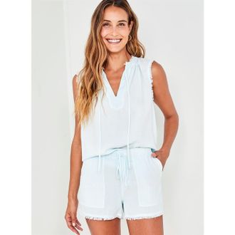 Bella Dahl Womens Frayed Hem Bermuda Shorts in White - Size 8 UK