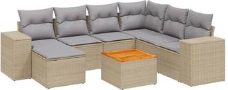 vidaXL Vidaxl - Juego De Sof&aacute;s De Jard&iacute;n Con Cojines Beige 8 Pzas Rat&aacute;n Pe