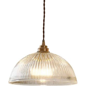 OEM L&aacute;mpara Colgante Vintage Industrial De C&uacute;pula De Cristal Transparente Con Base E27, L&aacute;mpara Colgante De Techo De Lat&oacute;n Y Cobre (30 Cm)