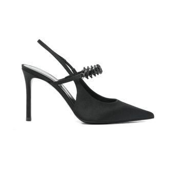 Emporio Armani Schoenen, Dames, Zwart, 40 EU, Satijn, Silk Satin Slingback Pumps