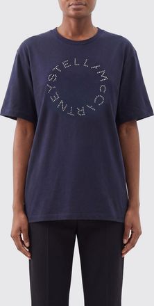 Stella McCartney T-shirt in cotone con logo di borchie