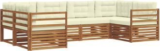 vidaXL Conjunto De Sof&aacute;s De Exterior 6 Uds. Natural Y Crema Vidaxl